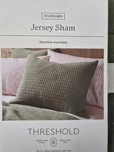 Jersey Quilt Sham Threshold Dark Olive Green Standard 20x26 New - Picture 1 of 4