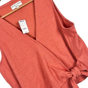 Nueva con etiquetas Camiseta sin mangas Madewell X Texture & Thread para mujer L Salmón Corbata Frontal Boho - Imagen 1 de 10