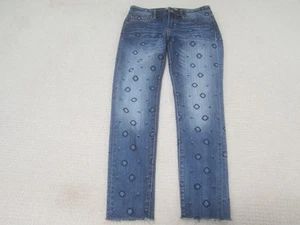 Driftwood Jeans Womens 26 Jackie Embroidered Distressed Raw Hem Straight Leg - Picture 1 of 10