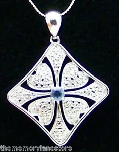 COLLANA GRAZIOSA ESTATE IOLITE & DIAMOND ARGENTO STERLING CIONDOLO & CATENA, 16" - Foto 1 di 1