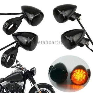 Front Rear Black Turn Signal Light 41mm Relocation Fork Clamp For Harley Chopper - Picture 1 of 10