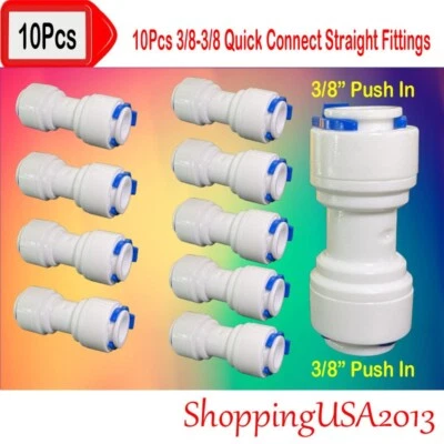 10 X 3/8-3/8 Quick Connect Straight Fitting Connector Push In RO Adapter - Image 1 of 4