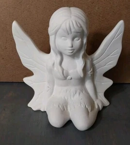 Ceramic Bisque Ready to Paint Mayco 5" Sitting Pixie Fairy Figurine 2005 - Picture 1 of 4