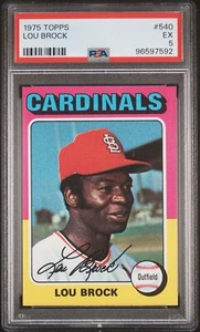 Topps #540 Lou Brock 1975 PSA 5 - Imagen 1 de 2