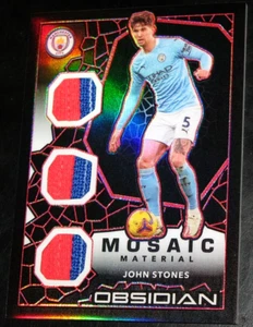2020-21 Obsidian John Stones Mosaic Material Electric Etch Red Jersey # 5/5 Patch - Bild 1 von 2