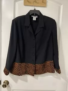 Dana Kay beflockter Samt/schwarz Tiermotiv Cropped Blazer Karrierekleidung Größe 18 P - Bild 1 von 6