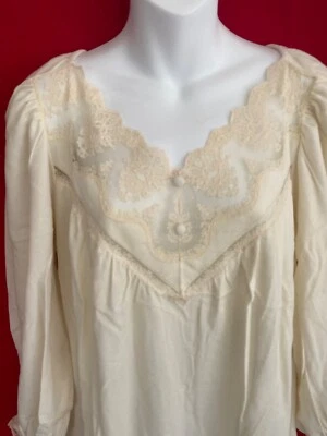Vintage**MISS ELAINE**CAMISÓN LARGO DE FRANELA*manga larga*marfil*S Foto 1 de 4