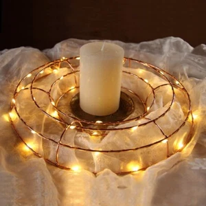 Kranz Ø 30 cm aus kupferfarbenem Draht Adventskranz mit 35 LED warmweiß - Bild 1 von 4
