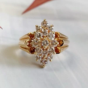Vintage 14k Yellow Gold and Diamond Cocktail Ring - Picture 1 of 9