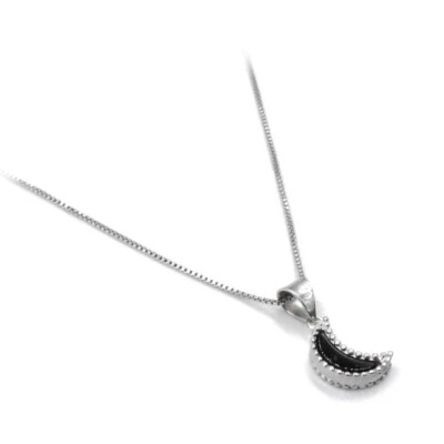 Collana Mezza Luna Ciondolo in Argento 925 e Pietra Onice  - Immagine 1 di 4