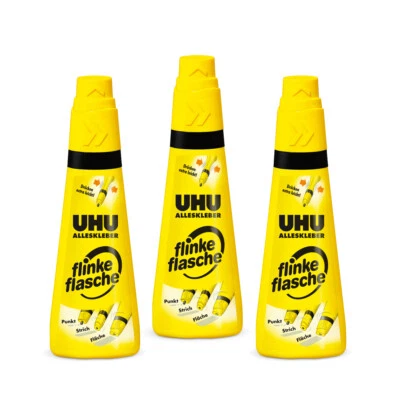 3 x UHU Alleskleber flinke flasche, 3 x 90g