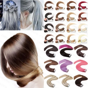 8A Seamless 16-26inch PU Skin Weft Tape in Remy Hair Extensions Human Hair - Picture 1 of 37