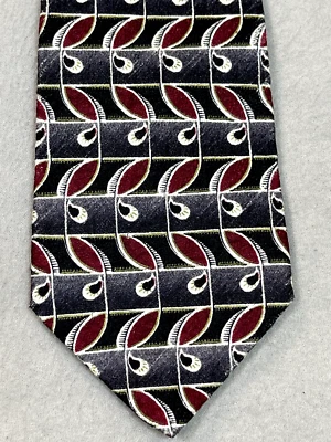 Corbata formal Pierre Cardin de seda para hombre gris geométrica negra roja 65" 4" de largo Foto 1 de 4