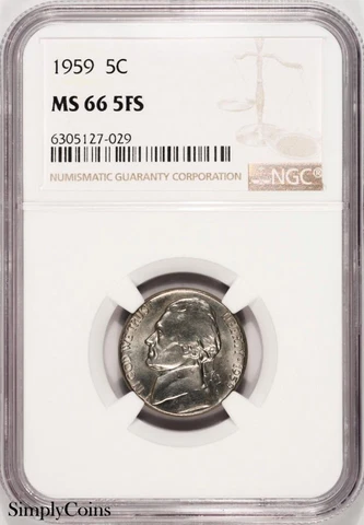 1959 Jefferson Nickel NGC MS66 FS 5FS FULL STEPS #127-029 Cover