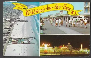 Grüße aus Wildwood-beim Meer, NJ Postkarte Chrom gestempelt 1971 - Bild 1 von 2