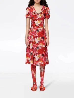 Vestido Marc Jacobs Maisie Cousins Love Rojo Floral Seda 12 Nuevo con Etiquetas Foto 1 de 4