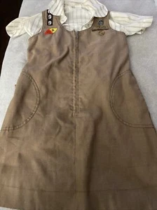 Vintage Official Girl Scout Uniform Blouse & Dress Size 8 with Patches - Picture 1 of 6