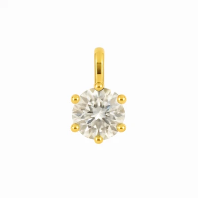 Echt Gold 585 Solitär Anhänger 1,00 ct Brillant Lab Grown Diamant Krappenfassung - Bild 1 von 4