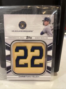 2022 Topps Series 1 - Jersey Number Medallion Relics #JNM-CY Christian Yelich - Picture 1 of 3