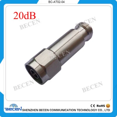 BECEN rf Coaxial N-JK 2W N 20dB Attenuator Plug male to Jack female 2 Watt DC-3Ghz