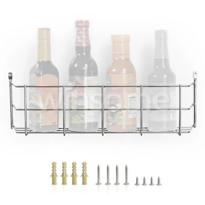 1/2 Tier Wall Mounted Spice Rack Chrome Herb Jar Holder Kitchen Cupboard Storage - Image 1 of 4