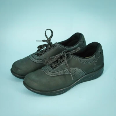 SAS Size 9 M Black Walk Easy Walking Lace Up Low Leather Comfort Shoes Sneakers  - Image 1 of 4
