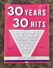 30 Years 30 Hits 1950s Music Book. Rough Condition 