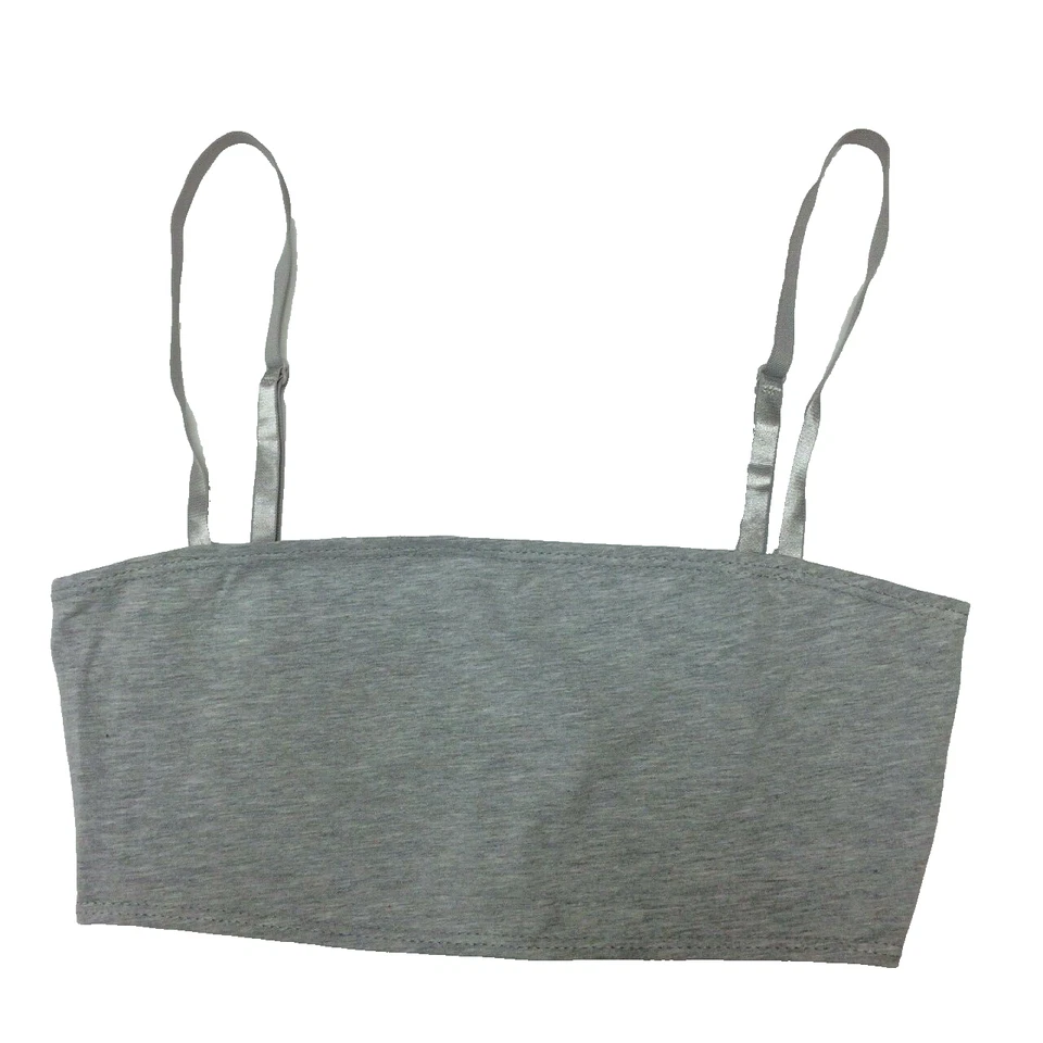 Talla Pequeña (S) American Apparel Bandeau Bralette Tirantes Crop Top Gris Jaspeado Foto 1 de 3