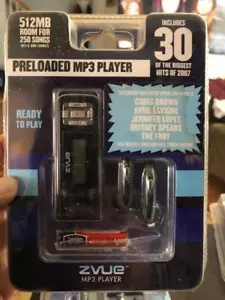 BRAND NEW IN BOX ZVUE MP3 PLAYER 512MB INCLUDES 30 OF THE BIGGEST HIT OF 2007 - Picture 1 of 6