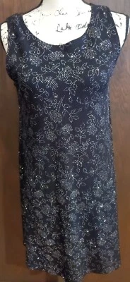 Vintage Nicole Miller Formal Sleeveless Embellished Shift Dress Size 8 M Holiday - Image 1 of 4