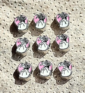 Lot of 9 Silver Enamel Bride Groom Floating Charms for Memory Locket Origami Owl - Picture 1 of 1