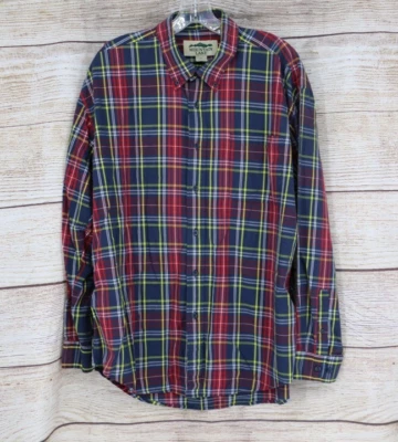Camisa a Cuadros Mountain Lake Para Hombre Talla Grande Con Botones Manga Larga Roja Verde Foto 1 de 4