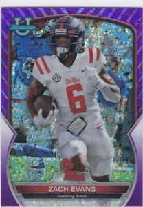 2022 Bowman Chrome University Purple MD #10 Zach Evans Ole Miss 171/399 - Picture 1 of 2