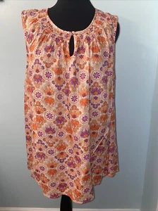 Croft & Barrow Women's Sz 3X Sleeveless Pullover Keyhole Floral Tunic Top NWT - Picture 1 of 14