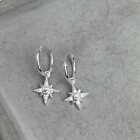 925 Sterling Silver Snowflake North Star Huggies Boho Jewellery in Gift Box