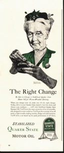 Vintage 1942 Quaker State Motor Oil The Right Change Print Advertisement - Picture 1 of 1