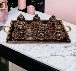 Eriza Turkish Coffee Set, Traditional Turkish Coffee Cups Pot Set, Fast shipping - Picture 1 of 6