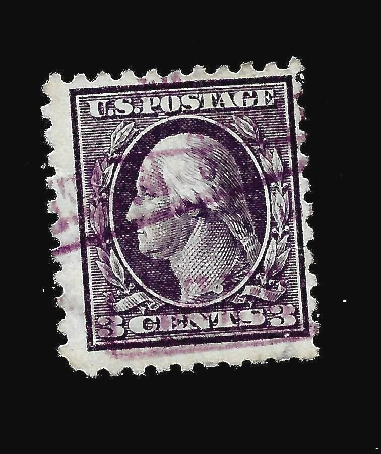 US Sc# 426 3 c WASHINGTON  Used  - Light  Purple Cancel - Vivid Color - Image 1 of 1