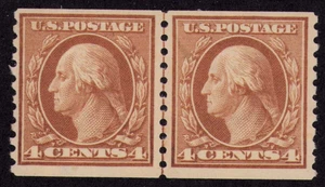 1915 US SC 457 4c Brown George Washington Line Pair, MNH OG F/VF - Picture 1 of 3