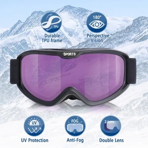 Skibrille Pro, magnetische Schneebrille UV-Schutz Wechselgläser lila - Bild 1 von 16