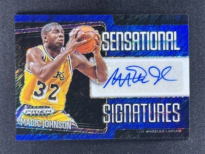 2024-25 Prizm Black Magic Johnson Blue Shimmer Sensational Signatures Auto /25 - Image 1 of 2