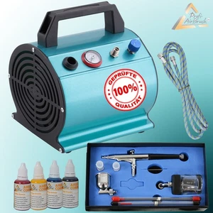 AIRBRUSH KOMPLETT SET AIRBRUSH KOMPRESSOR SET UNIVERSAL PISTOLE FARBEN MODELLBAU - Bild 1 von 6