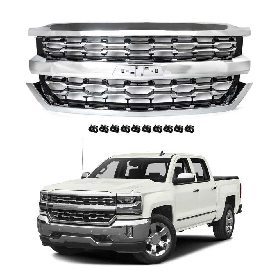 Chrome Front Bumper Grille Assembly For Chevrolet Silverado 1500 LTZ 2016-2018 Foto 1 de 4