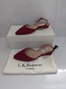 LK BENNETT Leanne Slingback-Flats Größe UK5 weinrote Wildlederschuhe neu mit Etikett UVP 175 £ - Bild 1 von 9
