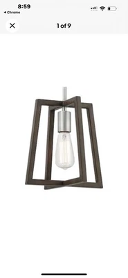 "Nueva luz colgante de linterna de granja de níquel satinado madera de teca Forrester de 10,1"" W" Foto 1 de 4