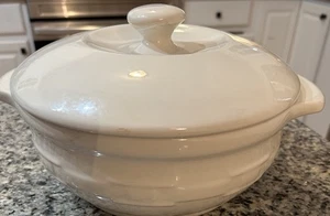 Longaberger Keramik gewebt Traditionen Elfenbein Auflaufform mit Deckel EUC - Bild 1 von 13