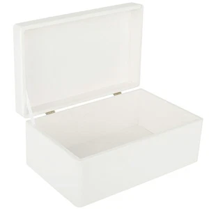 Large White Wooden Box Storage with Hinged Lid | 11.8 x 7.87 x 5.51 inches (+... - Picture 1 of 8