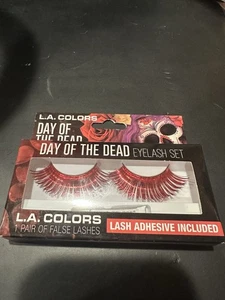 la colors DÍA DE MUERTOS 1 par de pestañas postizas rojas imitación ojos - Imagen 1 de 2