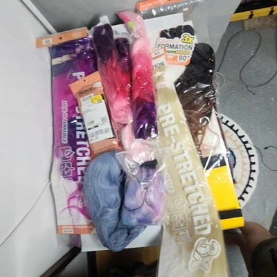 Lote de Extensión de Cabello Paquete Color Azul Arco Iris Rubio Rosa NUEVO\Ligeramente Usado Foto 1 de 4