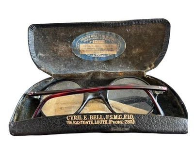 Vintage Glasses 1930s Round Glasses with case Steam Punk - Image 1 of 4